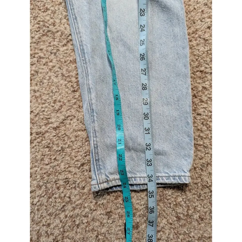 American Eagle Women's Mom Jean Strigid Light Wash Denim Cotton Pants 12 X-Short - Picture 6 of 9